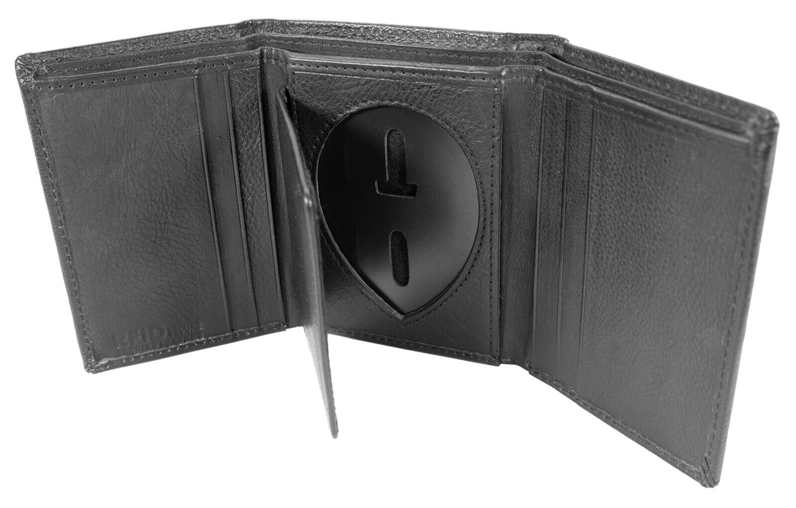 Genuine Leather Badge Holder Wallet Shield Style Law Enforcement Trifold Wallet eBay