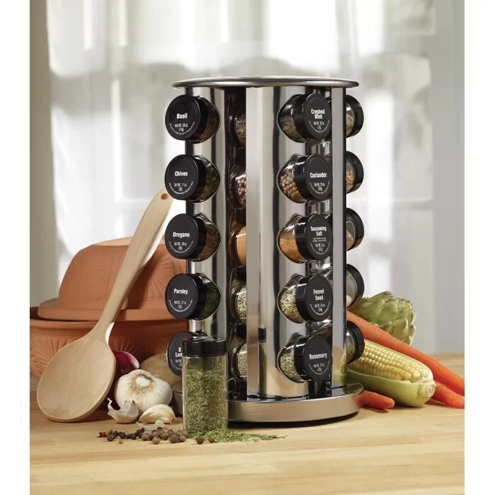 Kamenstein Revolving 20-Jar Countertop Rack Tower Organizer, Polished Stainless - Image 3 of 4