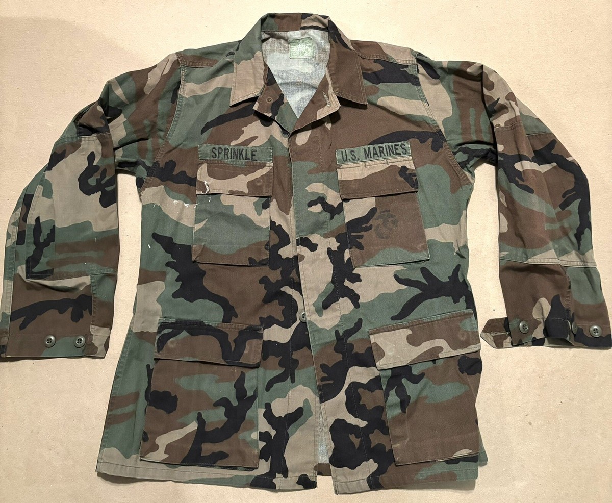 Vintage Military USMC Marines Woodland Camo Combat Coat BDU Size 