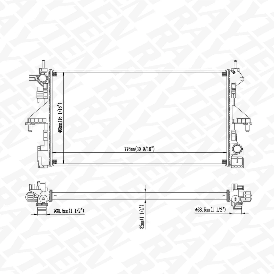 Aluminum Radiator For 2014-2021 Ram ProMaster 1500 2500 3500 Cargo Van 3.0L 3.6L Foto 3 de 4