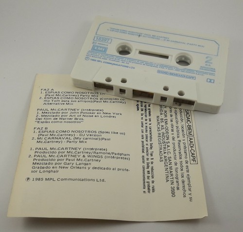 Paul Mc Cartney Spies Like Us OST Cassette Argentina Pressing Rare Tape Beatles - Picture 6 of 8