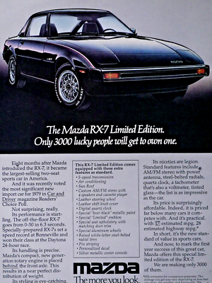1979 Mazda RX 7 LE Vintage Black Original Magazine Print Ad 8.5 x