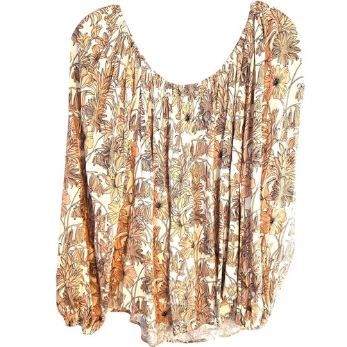 Women's Floral Shirt Plus size 2X 2 X XXL Cream Top Blouse Misses 18W