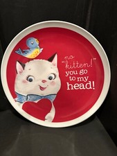 Pottery Barn Kids VINTAGE Valentine Day PLATE Kitty Kitten Cat Table Party PrOwn