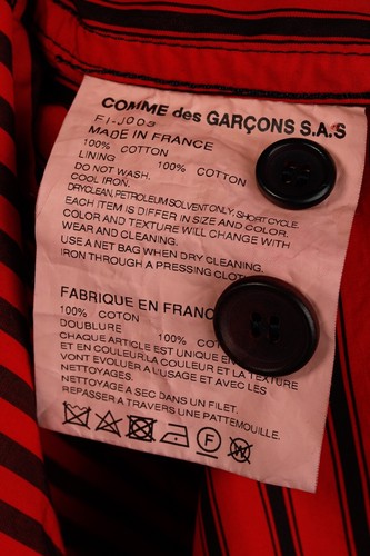 Comme des Garcons Shirt SS/22 Runway Red Black Striped Blazer, Size XL - Picture 10 of 11