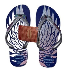 Havaianas Girls Flip Flops Heart Blue Sandals Angel Wings Kids Size US 2Y NEW