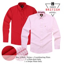 Mens Shirt Oxford Button Down 1 Plain + 1 Striped Combo Set,Office or Weekender 