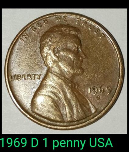 1969 D 1 Penny USA Lincoln Memorial Pennies For Coin Collecting Old US coin.  - Photo 1/4