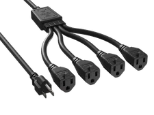 20in 1x NEMA 5-15P to 4 x NEMA 5-15R Power Extension Cord Splitter Cable 14 A...