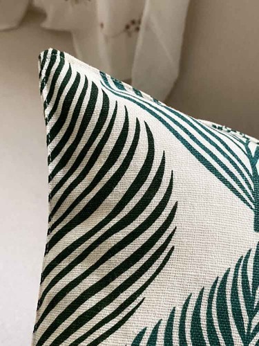 Special@Lovely Green Leave Zipper Thick Cotton Linen Blended Pillowcase - Picture 2 of 6