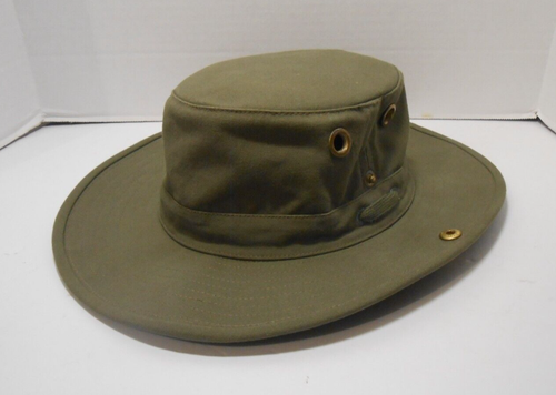 The Tilley Endurables T3 Vintage Wanderer Hat Size 7 1/4 Olive Green Paperwork