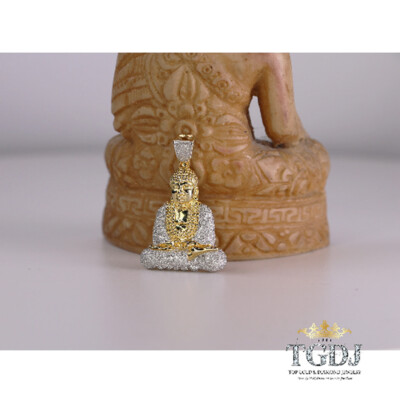 Sterling Silver Diamond Pendant for Men Women - 0.95ct Diamond Buddha Pendant 