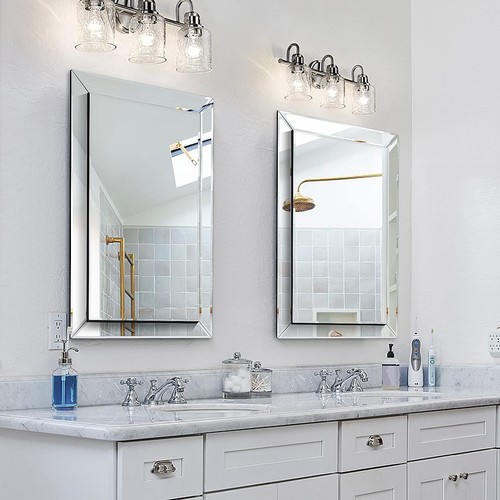Mirror on Mirror Wall Mirror for Bathroom, 24" x 36" Rectangular Frameless Ba... - Picture 5 of 8
