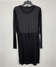 Simply Vera Vera Wang Women Dress Black Long Sleeve Drawstring Knit Woven Medium