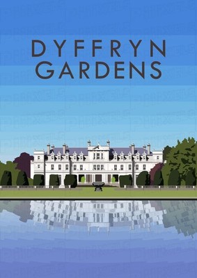 Dyffryn Gardens A3 Giclée-Druck - Vintage Eisenbahn Poster Stil Digital Künstler