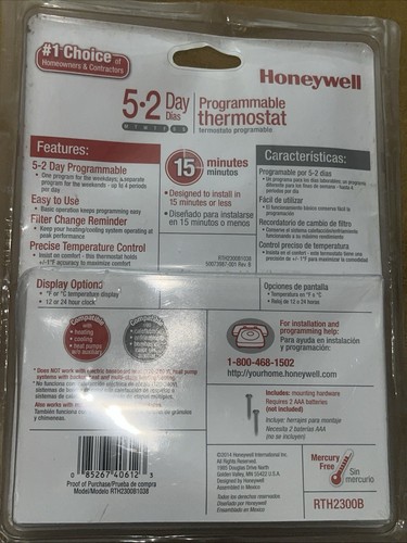 NEW Honeywell Home RTH2300G, Programmable Thermostat, 5-2 Day Scheduling, NEW - Picture 10 of 24
