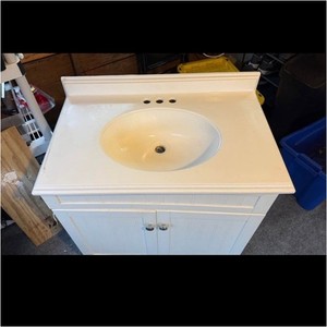 White Freestanding Single Sink Bathroom Vanity Cabinet with 2 Doors Wood