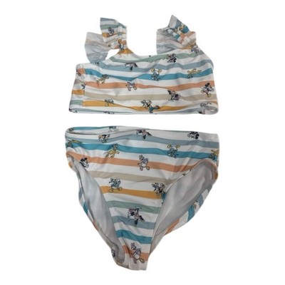 Mickey and Friends Girl's Large 10/12 Two-Piece Bathing Suit Pluto Daisy NWT