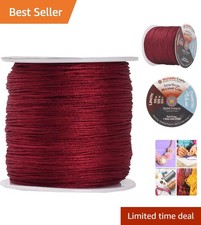 Bulk Nylon Satin Cord 0.8mm Maroon - 109 Yards Perfect for All Crafting Needs