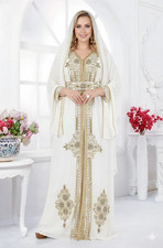 Dubai Moroccan Elegant Royal Islamic Georgette Beaded Kaftan Gown Eid SALE Abaya