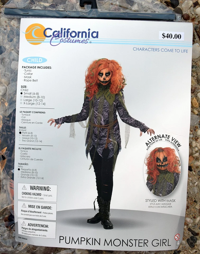 California Costumes Pumpkin Monster Girl Kid's Sizes S / M / L Halloween Costume - Image 2 of 4