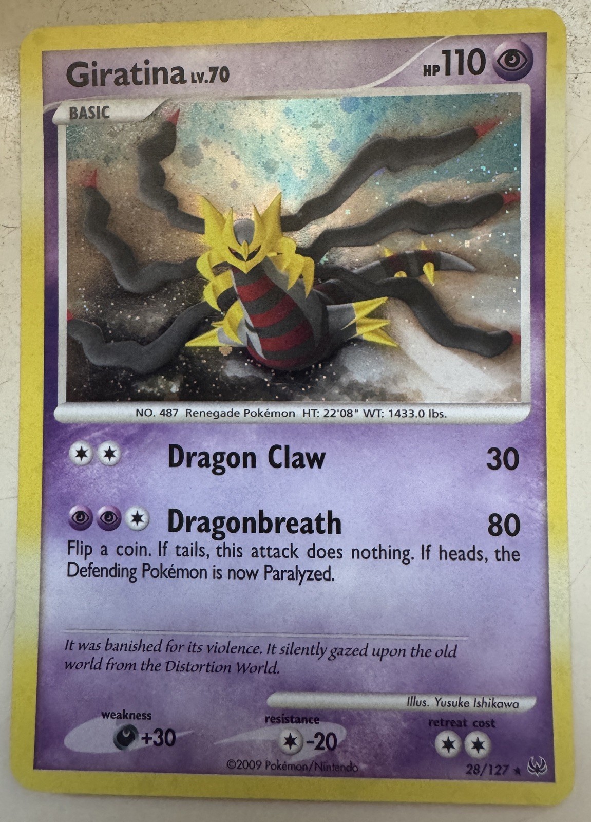 Giratina 28/127 Cosmos Holo Rare Platinum Base Set Pokemon Card 2009 MP