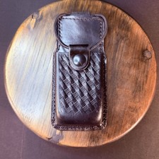 Don Hume Two Way Radio Pouch Basketweave Leather Size 4"L, 2 3/8"W, 1 3/8"D
