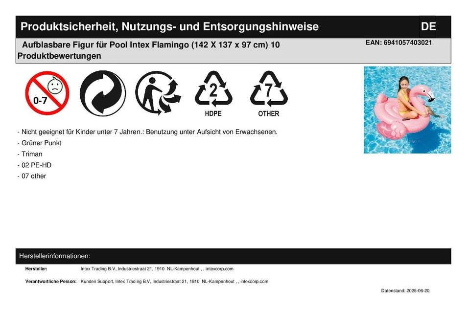 26,99 Euro Pro St�ck Aufblasbare Figur f�r Pool Intex Flamingo (142 X 137 x 97 - Bild 3 von 3