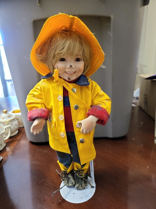 Joyce Reavey 12in MR. MISCHIEF Porcelain Doll  Rain Coat GEORGETOWN COLLECTION