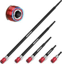 5-Piece 2", 4", 6", 12", 17" Extra Long Magnetic Screwdriver Bit Holders, 1/4 In