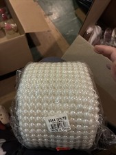8MM PEARL MESH WRAP ROLL FLAT BACK PEARL TRIMMING RIBBON - 12 ROWS