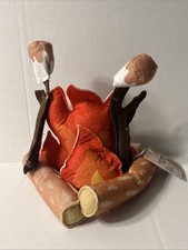 CAMPFIRE PLAY SET Felt 5 Pieces Logs Fire Marshmallows On Sticks Plush NEW