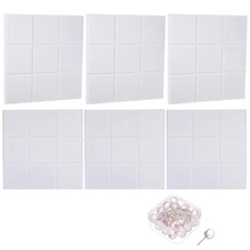 Felt Bulletin Board 12"x12" 6 Packs Self Adhesive Textured Tile with Pins, White
