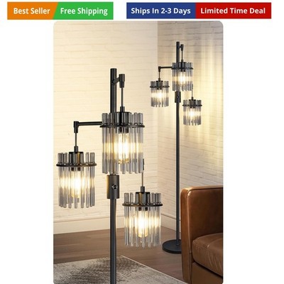 Industrial Modern s for Living Room, Dimmable Glass Tree Standing Tall Lamps ...