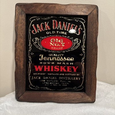 Vintage Jack Daniels Old NO. 7 Whiskey Wood framed Mirror foil for bar deco