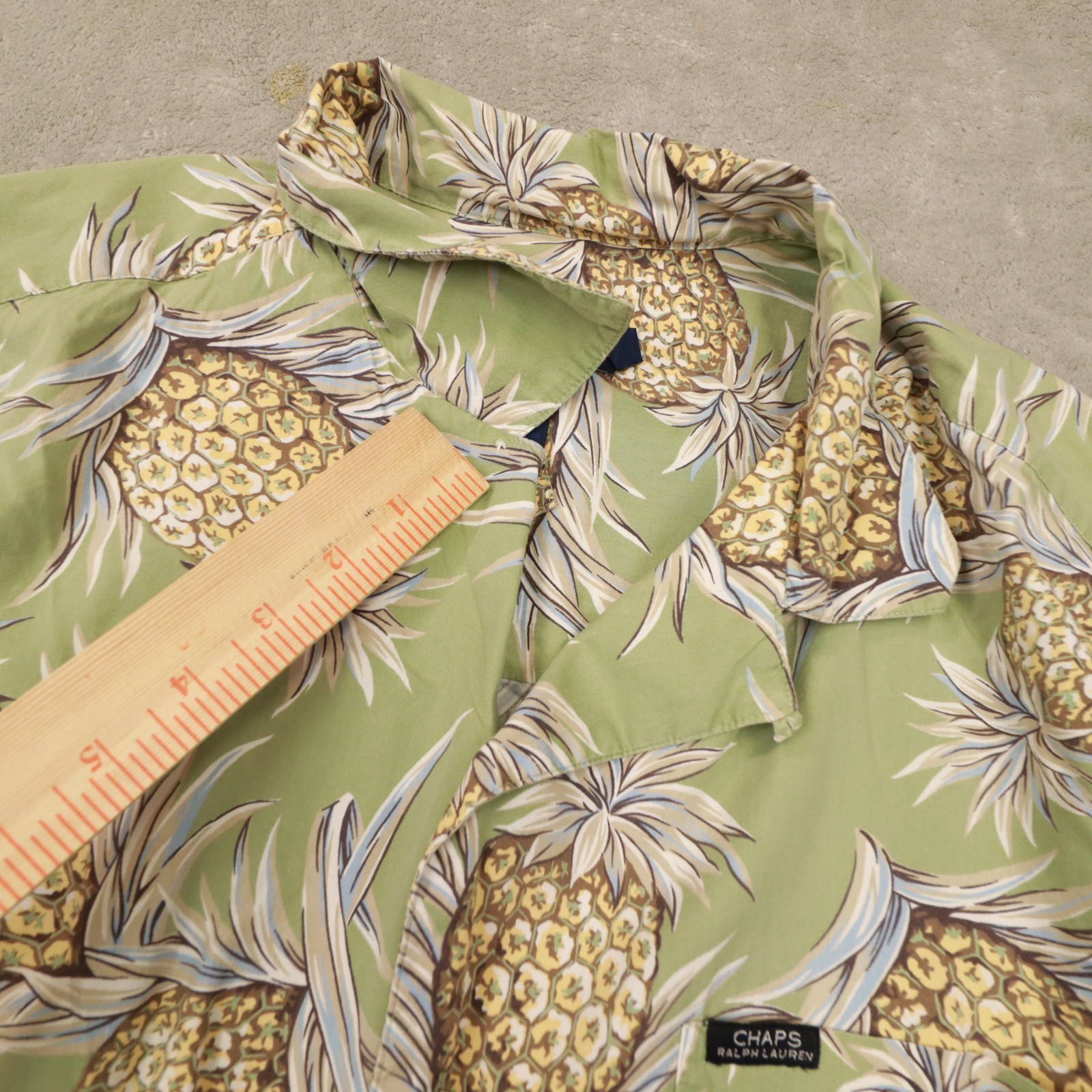 Chaps Ralph Lauren Vintage Green Pineapple Print Button Up Shirt Men's size XL thumbnail 9