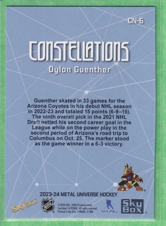 2023-24 Skybox Metal Universe Constellations #CN-6 Dylan Guenther Coyotes - Image 2 of 2