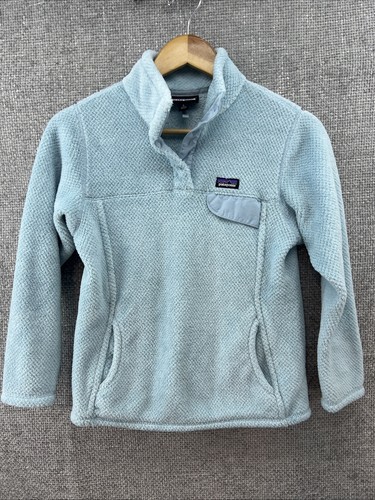 Patagonia Kids Large Retool Snap Polartech Fleece Light Blue Front Pouch Pocket - Picture 16 of 16