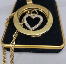 Carlo Biagi Interchangeable Swarovski Crystal Heart Pendant Necklace Gold Plated