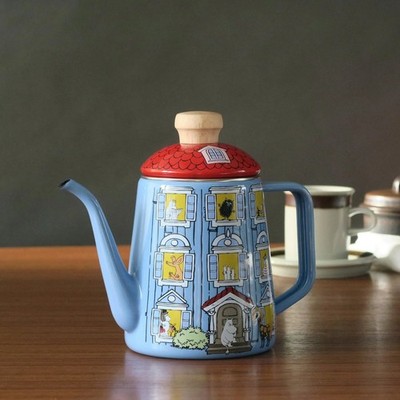 Fujihoro Moomin House Enamel Kettle 1.0L  Trip pot IH and Fire Housewarming Gift