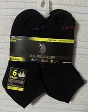 U.S. Polo Assn Men’s Low Cut Cushion Comfort Socks Black 6 Pairs Size 6-12