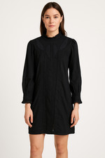 Anthropologie Farm Rio Dasha Tunic Dress Womens XS Black Cotton Lace Detail