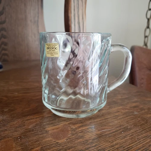 New ARCOROC France Clear Swirl Glass Coffee Mug Cup Replacement