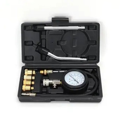 #ad 8PCS Compression Tester Kit 0 300 PSI Engine Cylinder Pressure Ga Color: Black $25.49