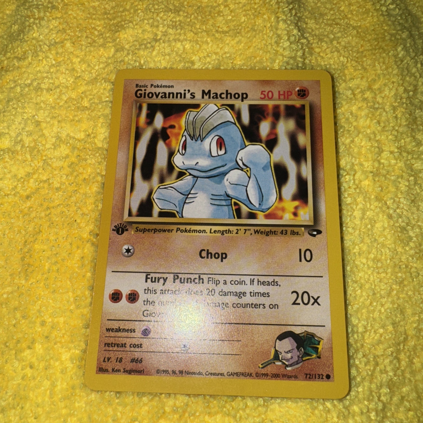 Pokémon Giovanni's Machop 1st Edition 72/132 Gym Challenge Common Card NM-MT