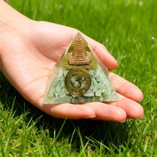 Natural Moonstone Orgone Pyramid with Om Symbol – Reiki Chakra Healing Crystal
