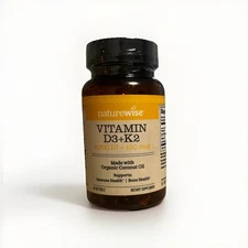 NatureWise Vitamin D3 2000 Iu + K2 (MK7) 100mcg with Organic Coconut Oil - 30ct