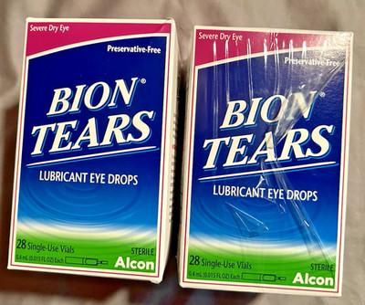 2 Pack Bion Tears Lubricant Eye Drops Single Use Vials 56 Count