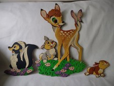 Vtg Walt Disney Bambi Thumper Flower Butterfly Wall Decor Pressed Board 16  