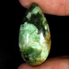 16.30Cts.100 Natural Super Chrome Chalcedony Pear Cabochon 15x29x6mm Top Gems